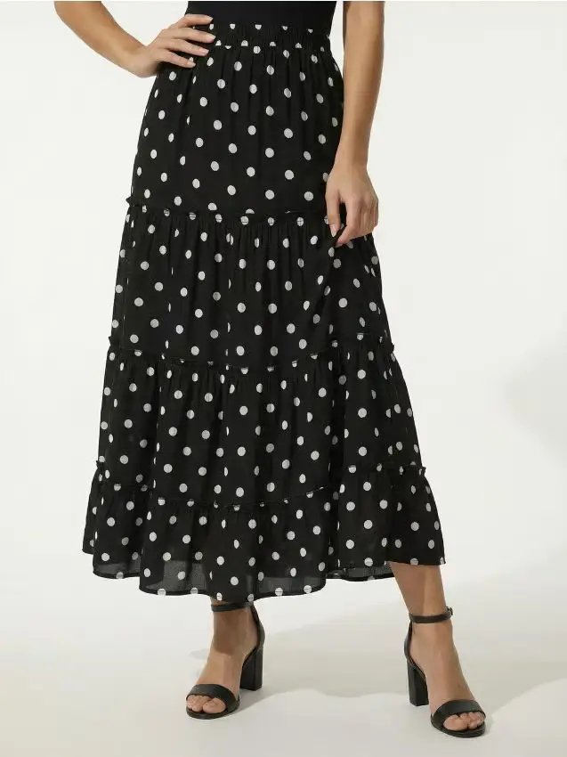 Vestito midi con gonna a balze - multicolor