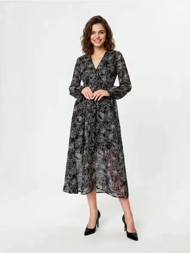 Vestito midi floreale - multicolor