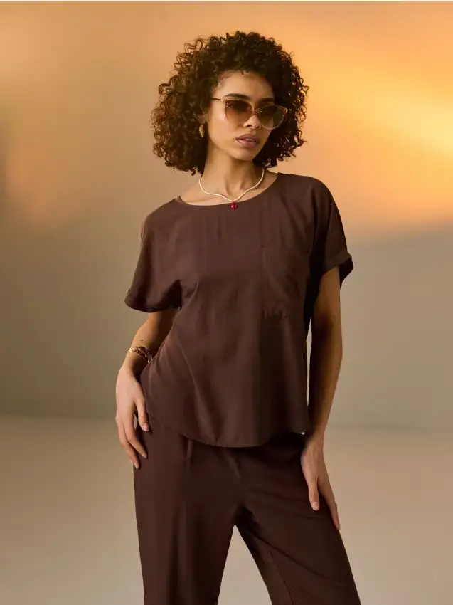 Viscose blouse - marrone