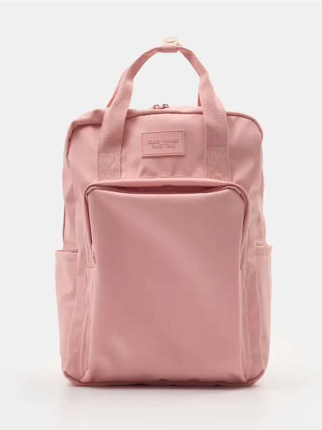 Zaino da viaggio in nylon con tasca per laptop - rosa cipria
