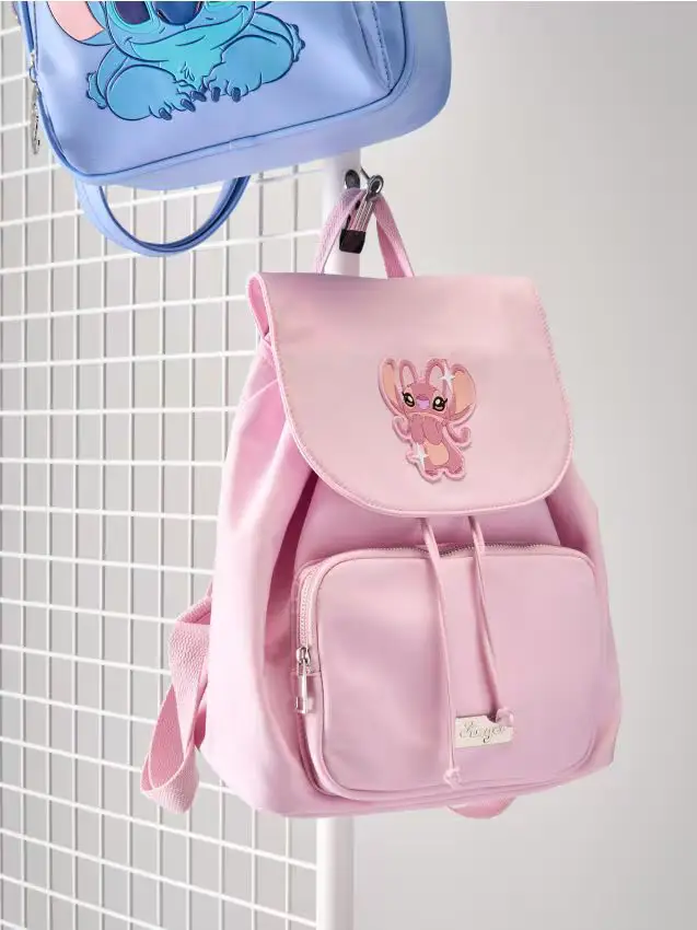 Zaino in nylon con tasca Stitch - rosa pastello