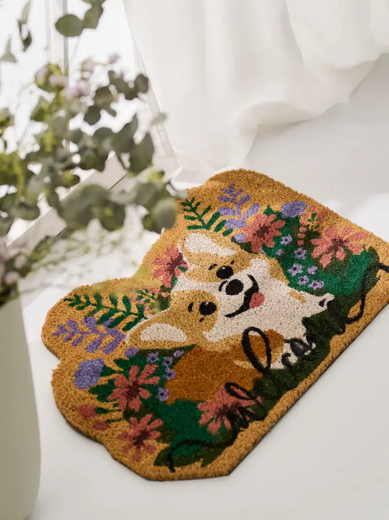 Zerbino con motivo corgi e scritta welcome - multicolor miniatura 2