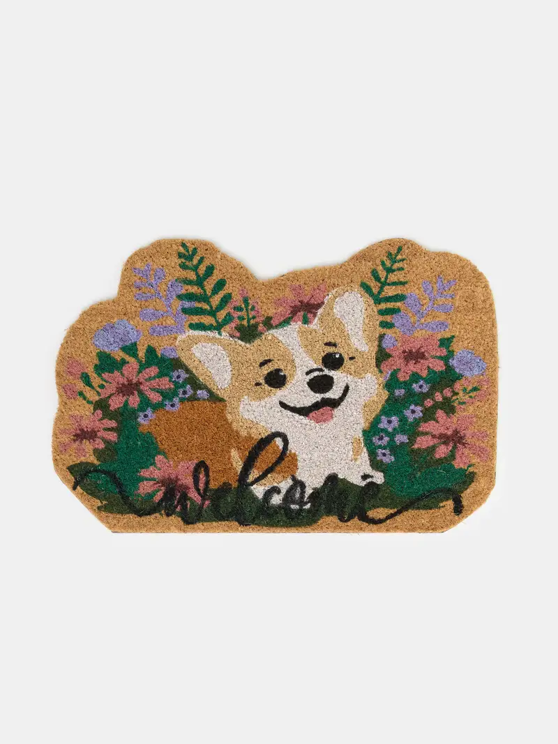 Zerbino con motivo corgi e scritta welcome - multicolor miniatura 3