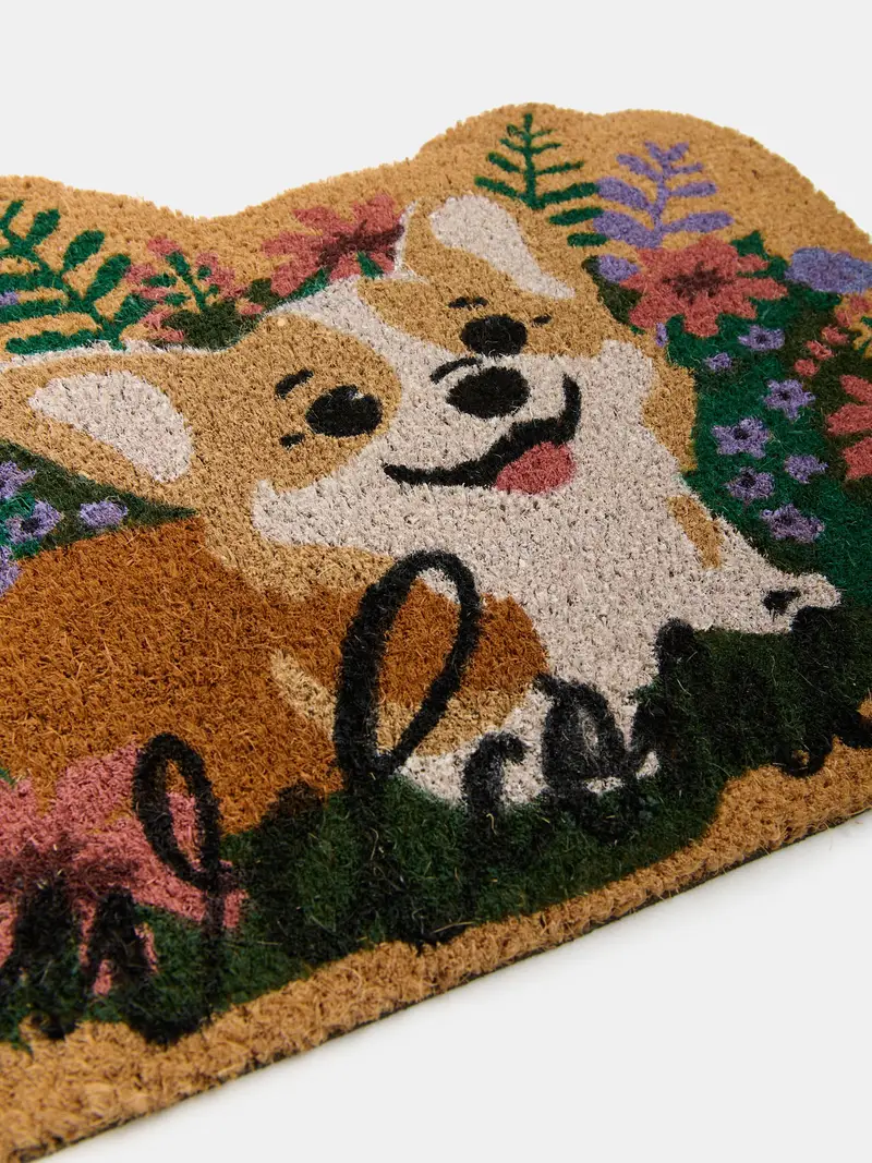 Zerbino con motivo corgi e scritta welcome - multicolor miniatura 4