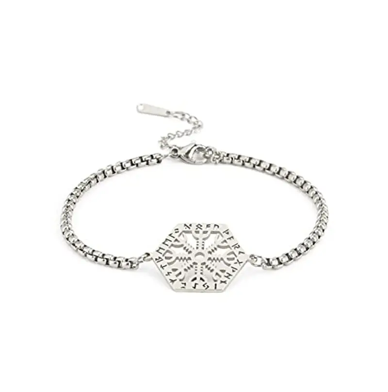 SIPURIS Braccialetto vichingo Norse Vegvisir per uomo nordico vichingo runico bussola larga in pelle bracciale per adolescenti ragazze e donne Wicca amuleto pagano gioielli unisex