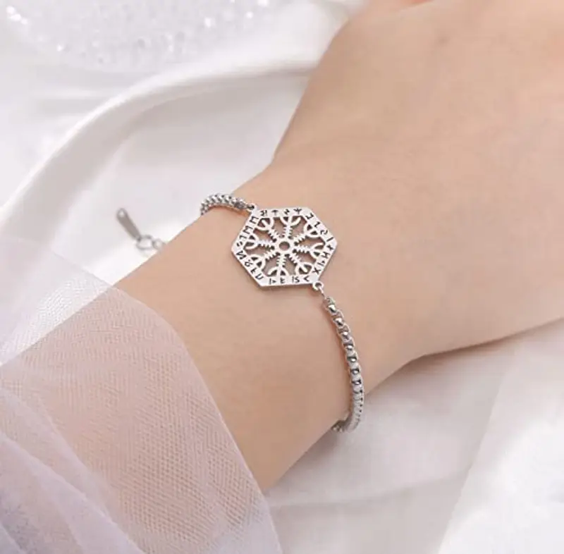 SIPURIS Braccialetto vichingo Norse Vegvisir per uomo nordico vichingo runico bussola larga in pelle bracciale per adolescenti ragazze e donne Wicca amuleto pagano gioielli unisex miniatura 2