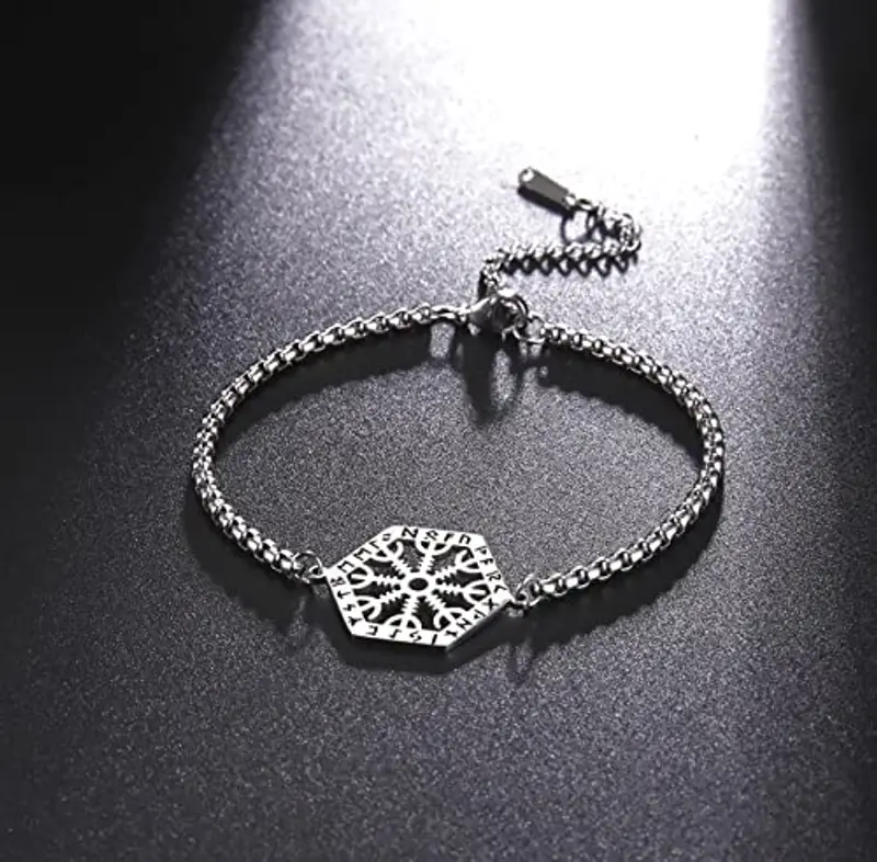 SIPURIS Braccialetto vichingo Norse Vegvisir per uomo nordico vichingo runico bussola larga in pelle bracciale per adolescenti ragazze e donne Wicca amuleto pagano gioielli unisex miniatura 3
