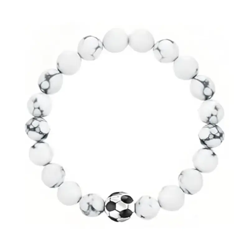 SIRLOMU 1 Pezzi Braccialetto di Calcio per Ragazzi, in Pietra Naturale 3D, Design Regolabile, Materiali di Alta Qualità, Spirito di Squadra, Accessorio Elegante