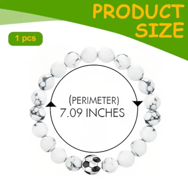 SIRLOMU 1 Pezzi Braccialetto di Calcio per Ragazzi, in Pietra Naturale 3D, Design Regolabile, Materiali di Alta Qualità, Spirito di Squadra, Accessorio Elegante miniatura 2