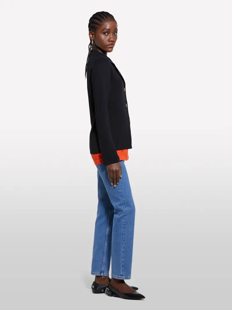 Blazer In Maglia Nero, Donna, Nero miniatura 2