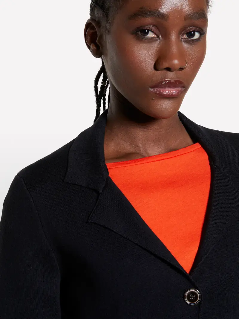 Blazer In Maglia Nero, Donna, Nero miniatura 5