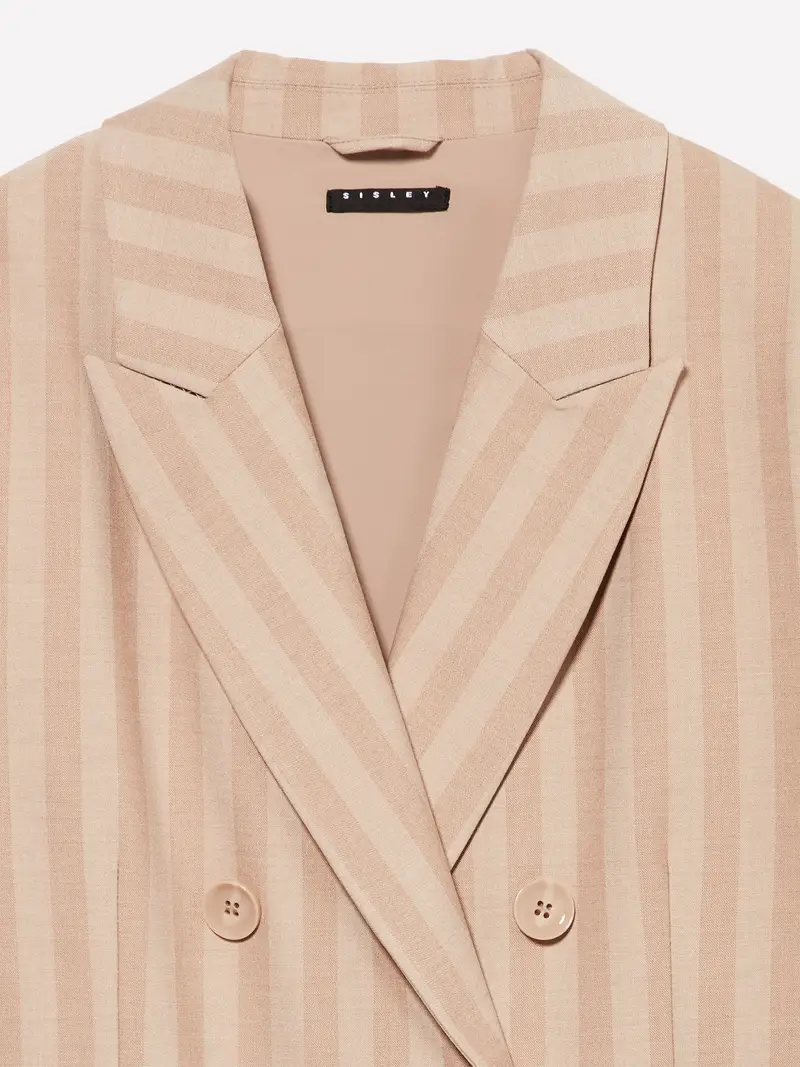 Blazer Over Fit Con Incrocio, Donna, Beige miniatura 3