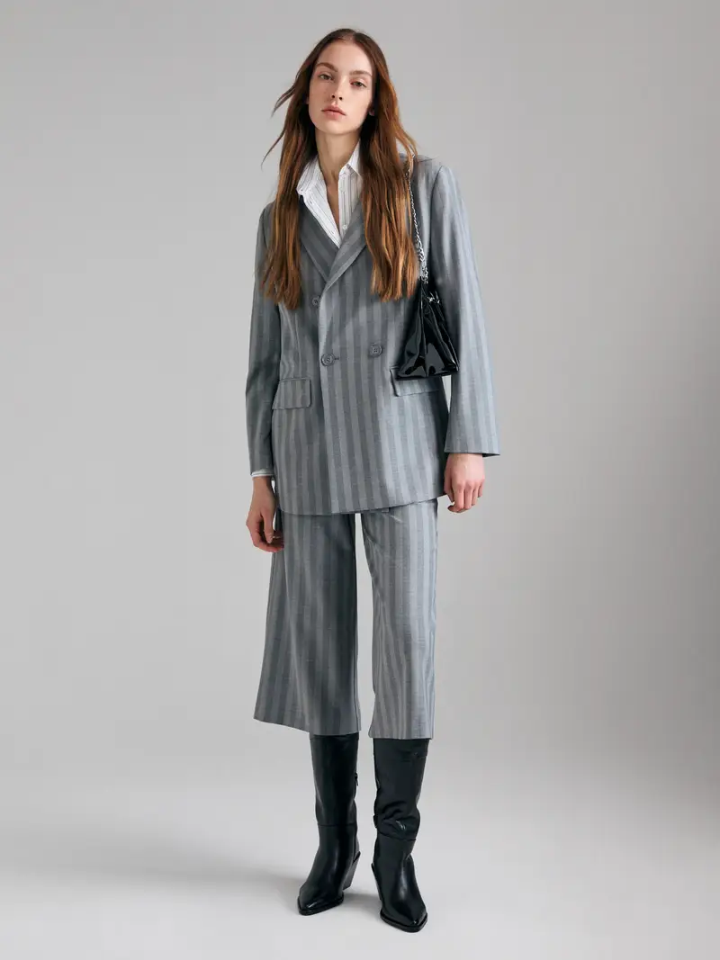 Blazer Over Fit Con Incrocio, Donna, Grigio