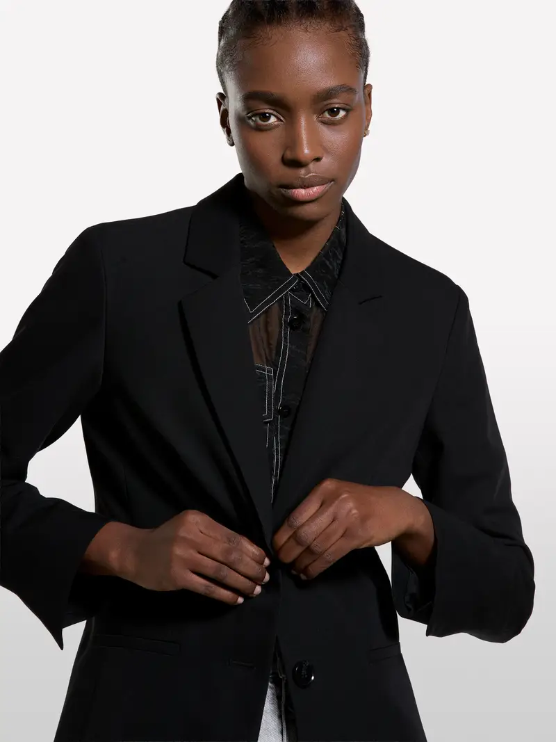 Blazer Slim Fit Nero, Donna, Nero miniatura 4