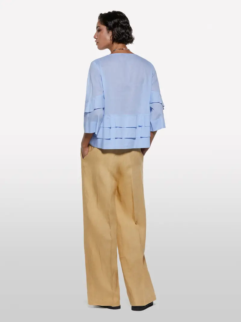 Blusa Azzurra Con Balze, Donna, Blu Chiaro miniatura 3