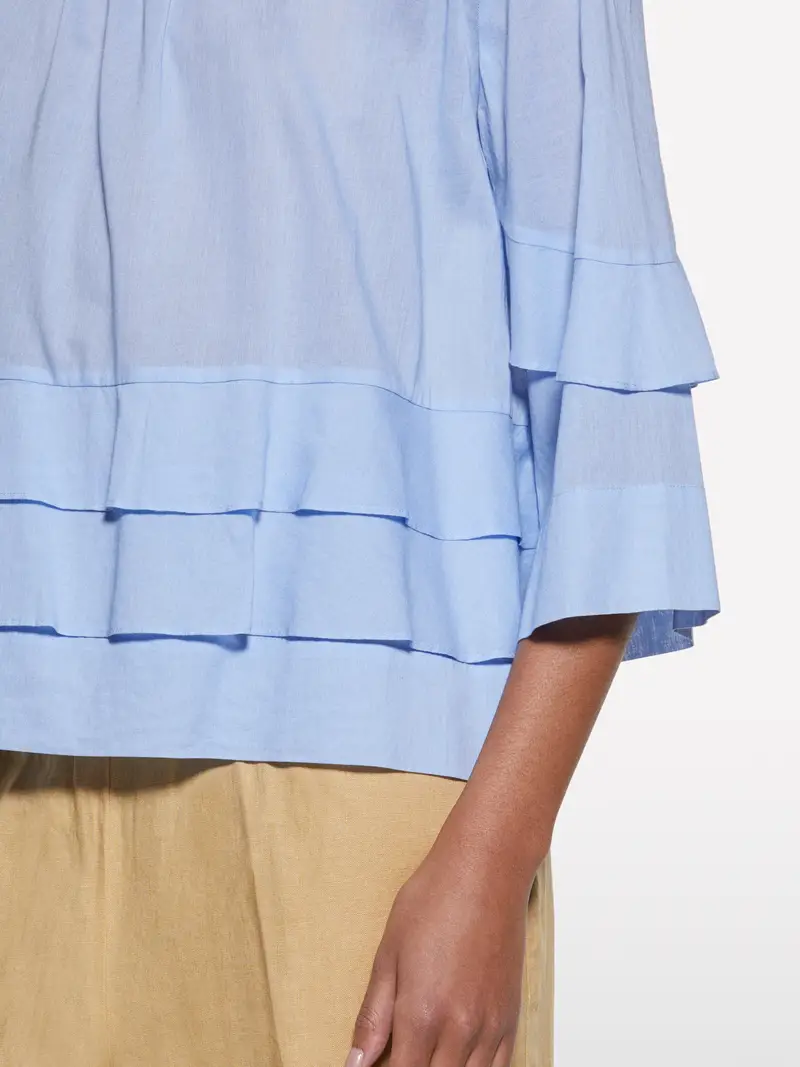 Blusa Azzurra Con Balze, Donna, Blu Chiaro miniatura 5