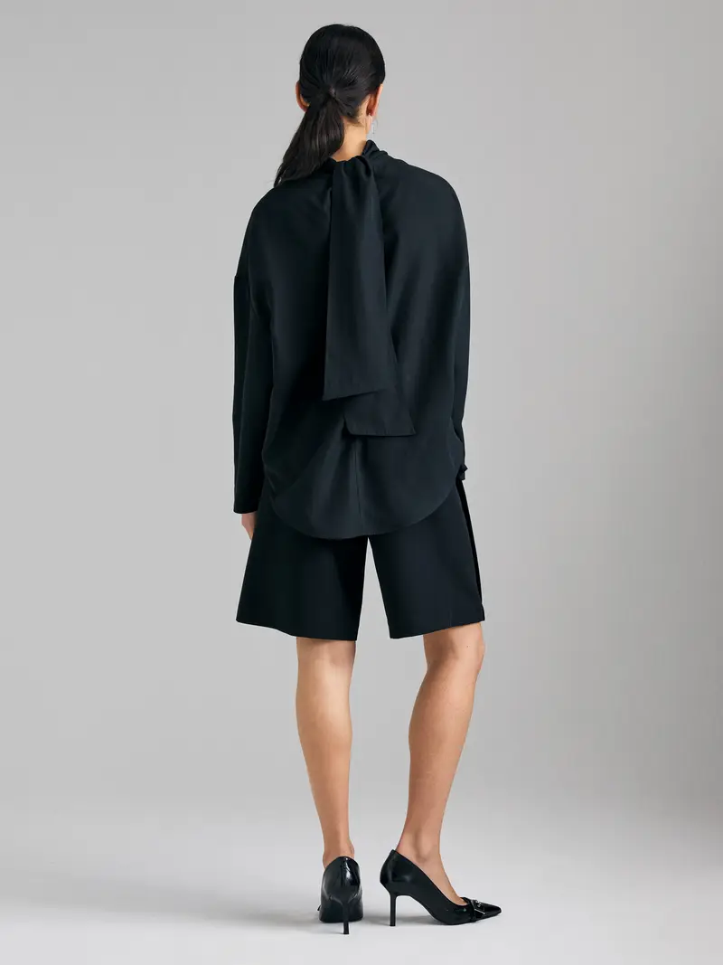 Blusa Con Sciarpina, Donna, Nero miniatura 2