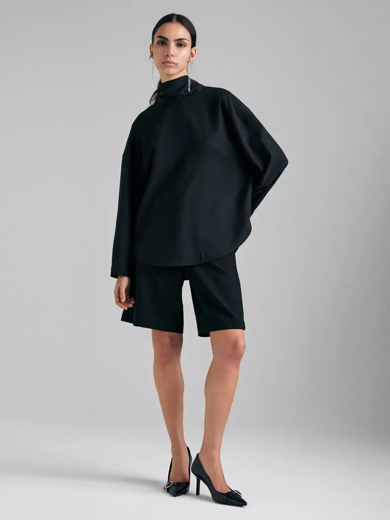 Blusa Con Sciarpina, Donna, Nero