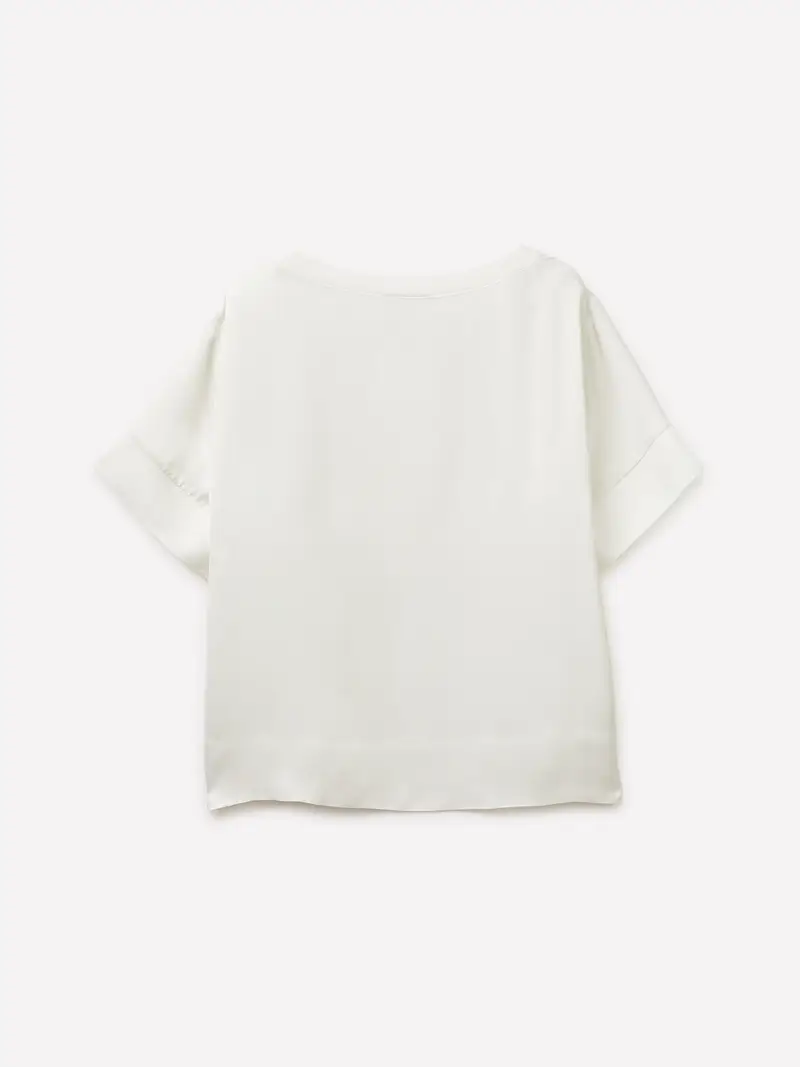 Blusa In Satin, Donna, Bianco Panna miniatura 2