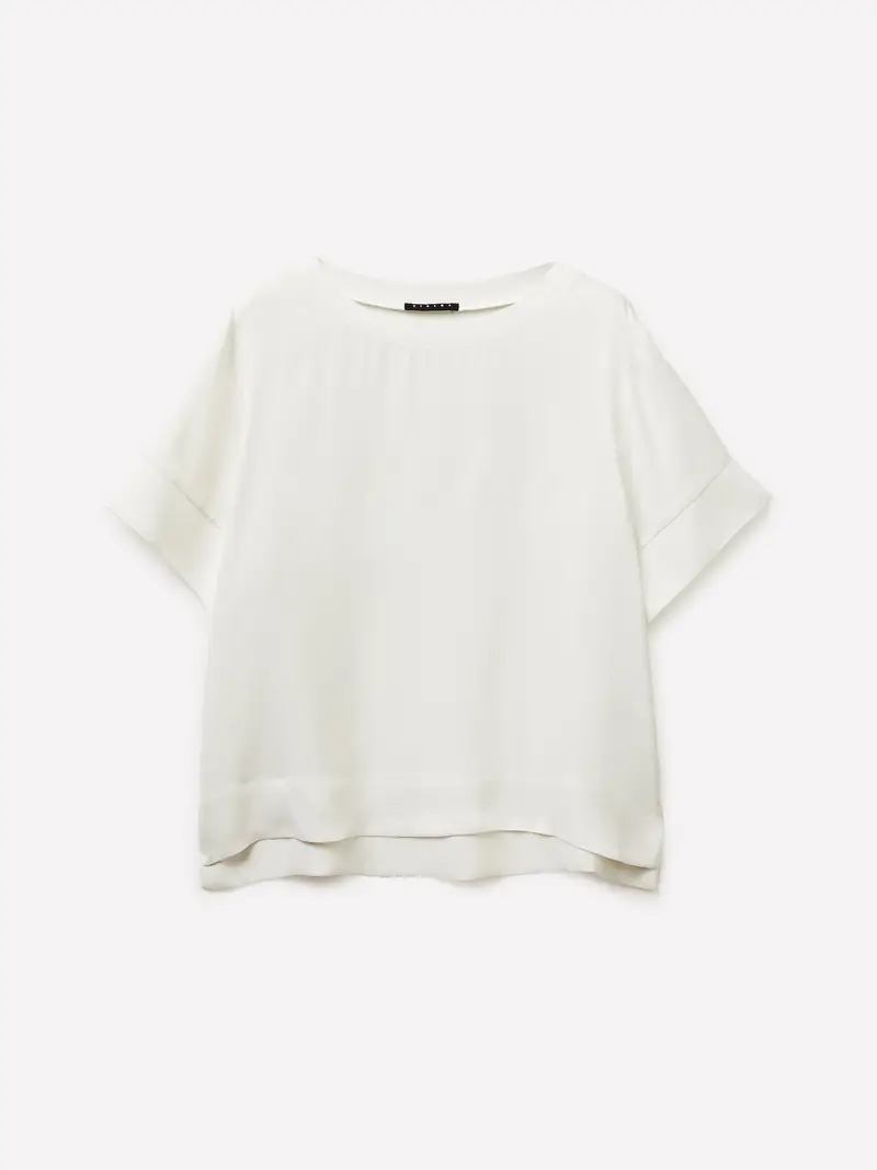 Blusa In Satin, Donna, Bianco Panna
