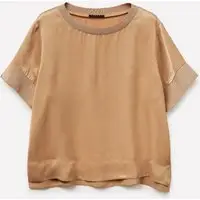 Blusa In Satin, Donna, Cammello miniatura 4
