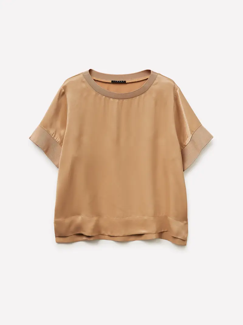 Blusa In Satin, Donna, Cammello