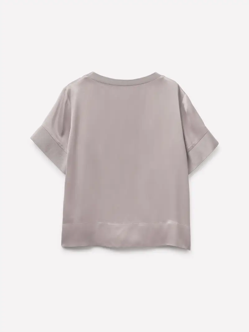 Blusa In Satin, Donna, Grigio Chiaro miniatura 2