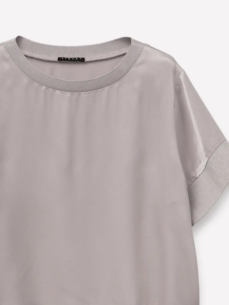 Blusa In Satin, Donna, Grigio Chiaro miniatura 3
