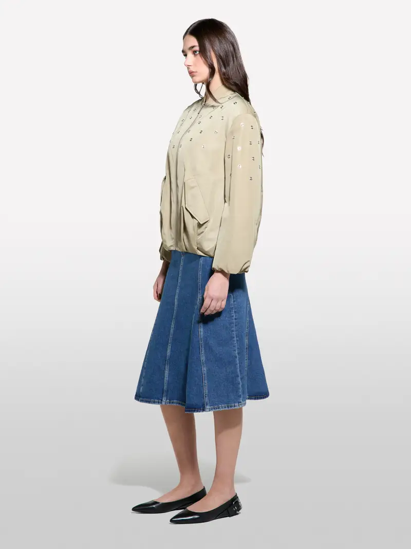 Bomber Over Fit Con Borchie, Donna, Verde Chiaro miniatura 2