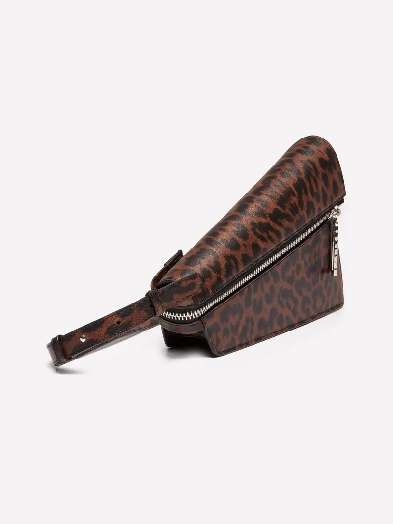 Borsa Asimmetrica Animalier, Donna, Marrone Scuro miniatura 2