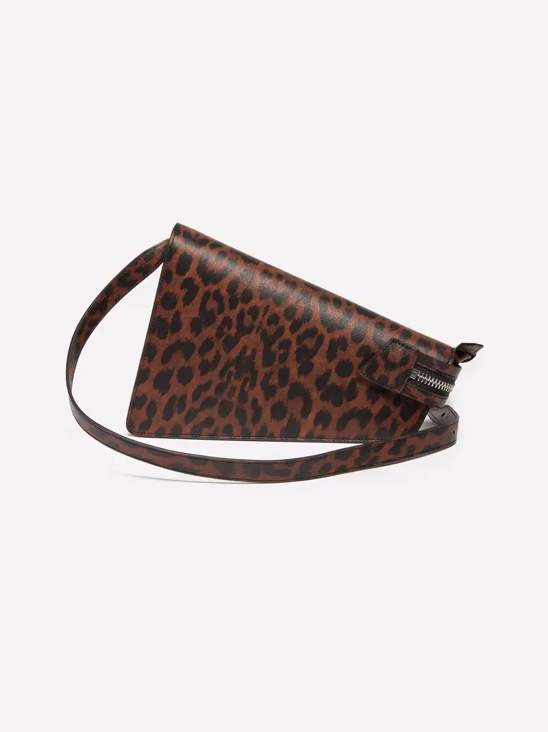 Borsa Asimmetrica Animalier, Donna, Marrone Scuro miniatura 3