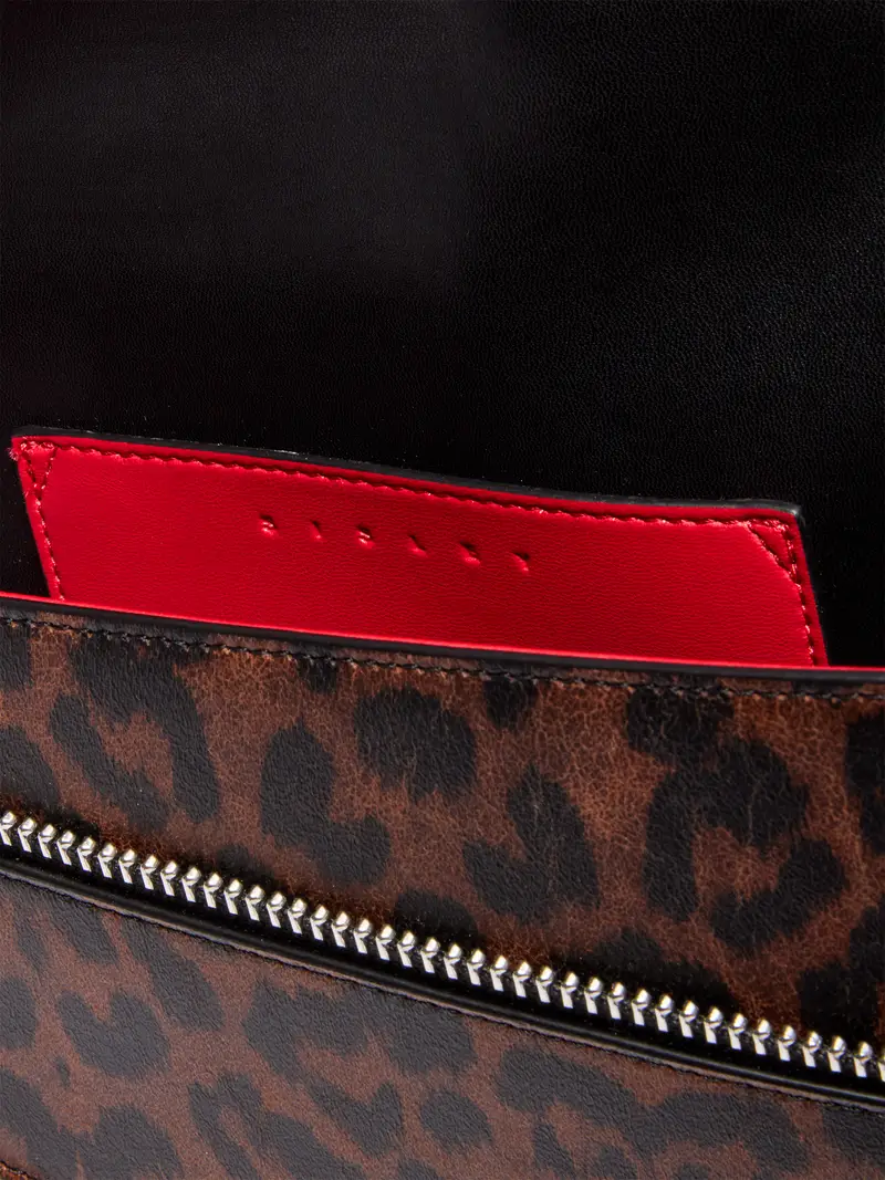 Borsa Asimmetrica Animalier, Donna, Marrone Scuro miniatura 4