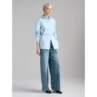 Camicia A Righe Con Laccetti, Donna, Blu Chiaro miniatura 5