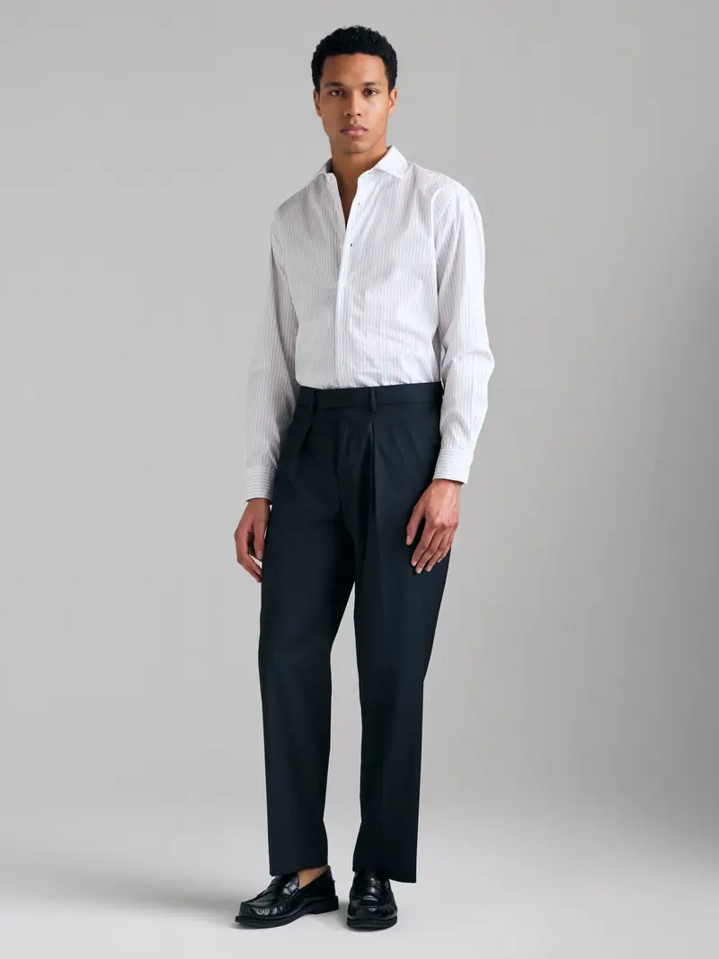 Camicia A Righe, Uomo, Bianco