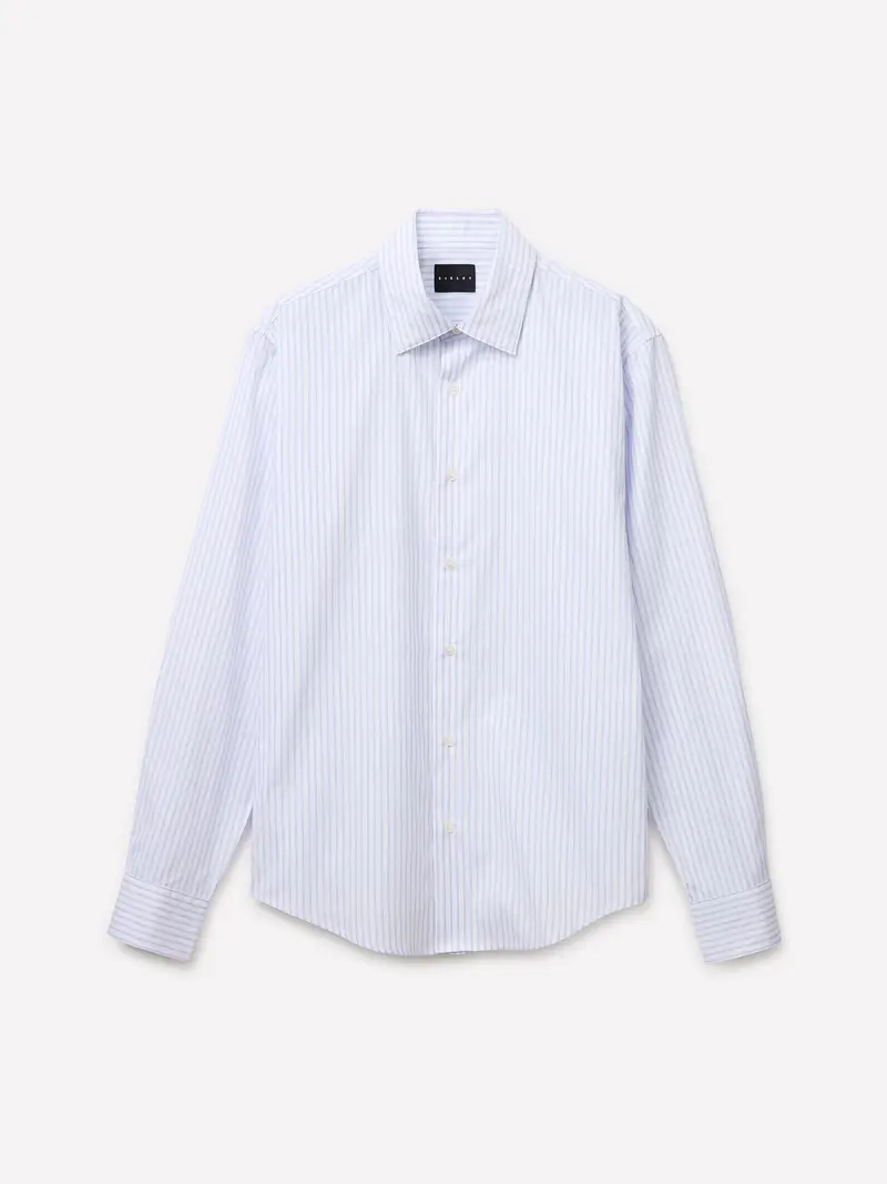 Camicia A Righe, Uomo, Blu Chiaro