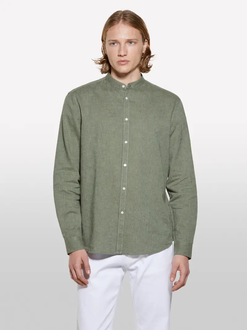 Camicia Alla Coreana Verde, Uomo, Verde miniatura 4