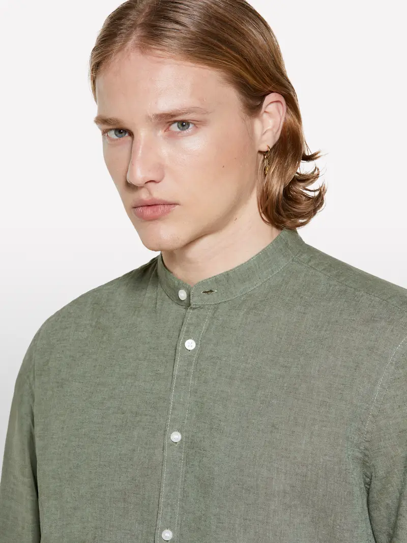 Camicia Alla Coreana Verde, Uomo, Verde miniatura 5