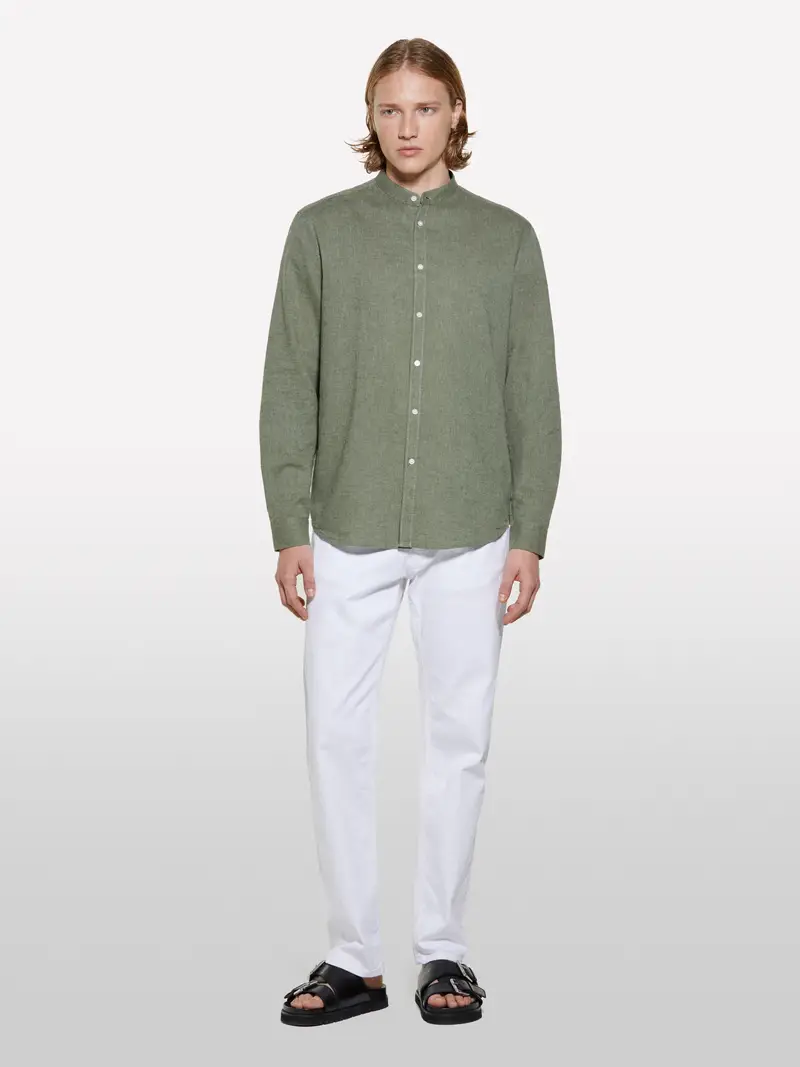 Camicia Alla Coreana Verde, Uomo, Verde