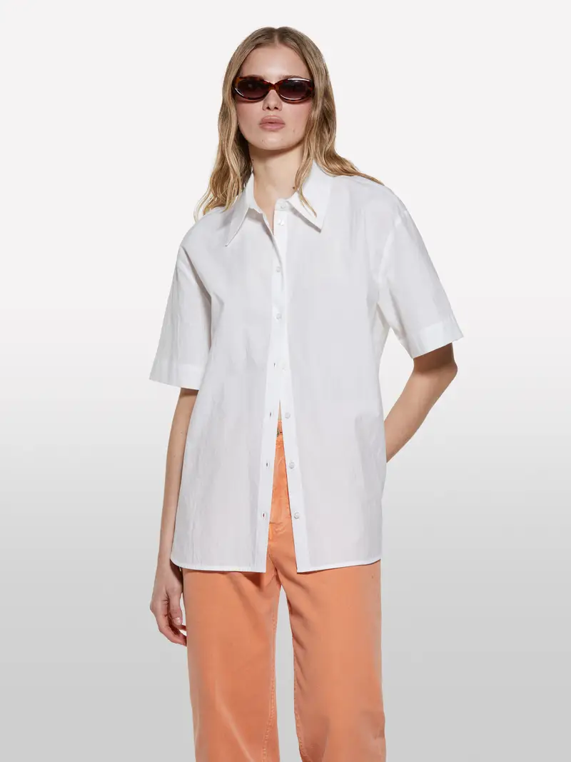 Camicia Bianca Con Oblò, Donna, Bianco miniatura 4