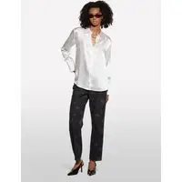 Camicia Bianco Panna 100% Seta, Donna, Bianco Panna miniatura 2