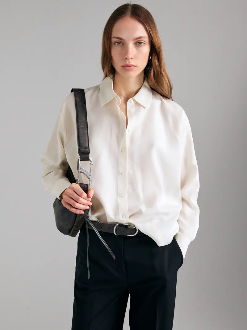 Camicia Comfort Fit, Donna, Bianco Panna miniatura 3