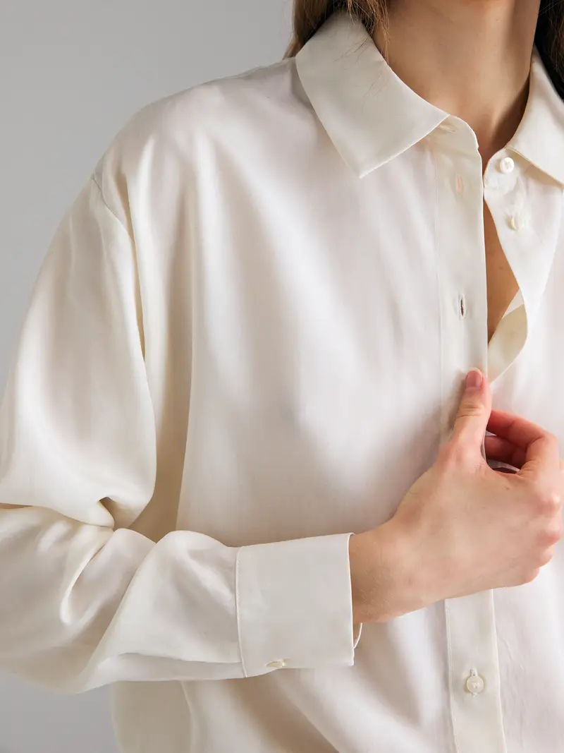 Camicia Comfort Fit, Donna, Bianco Panna miniatura 4