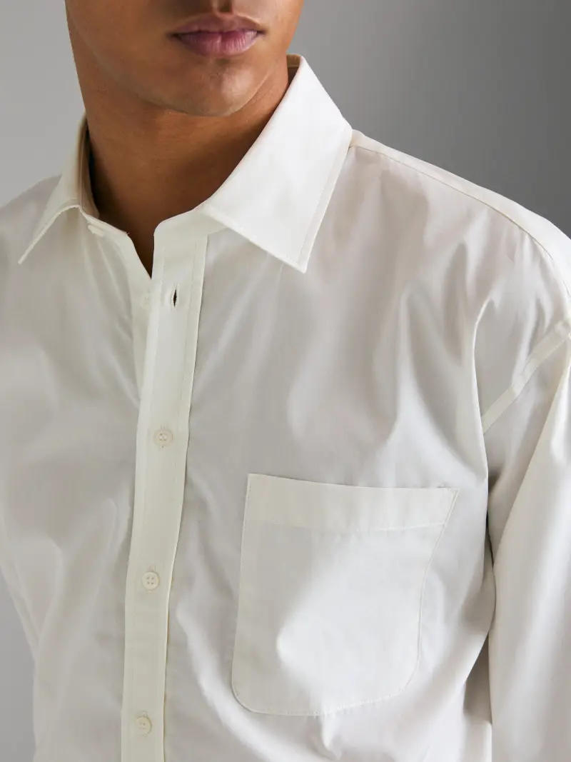 Camicia Con Tasca, Uomo, Bianco Panna miniatura 4