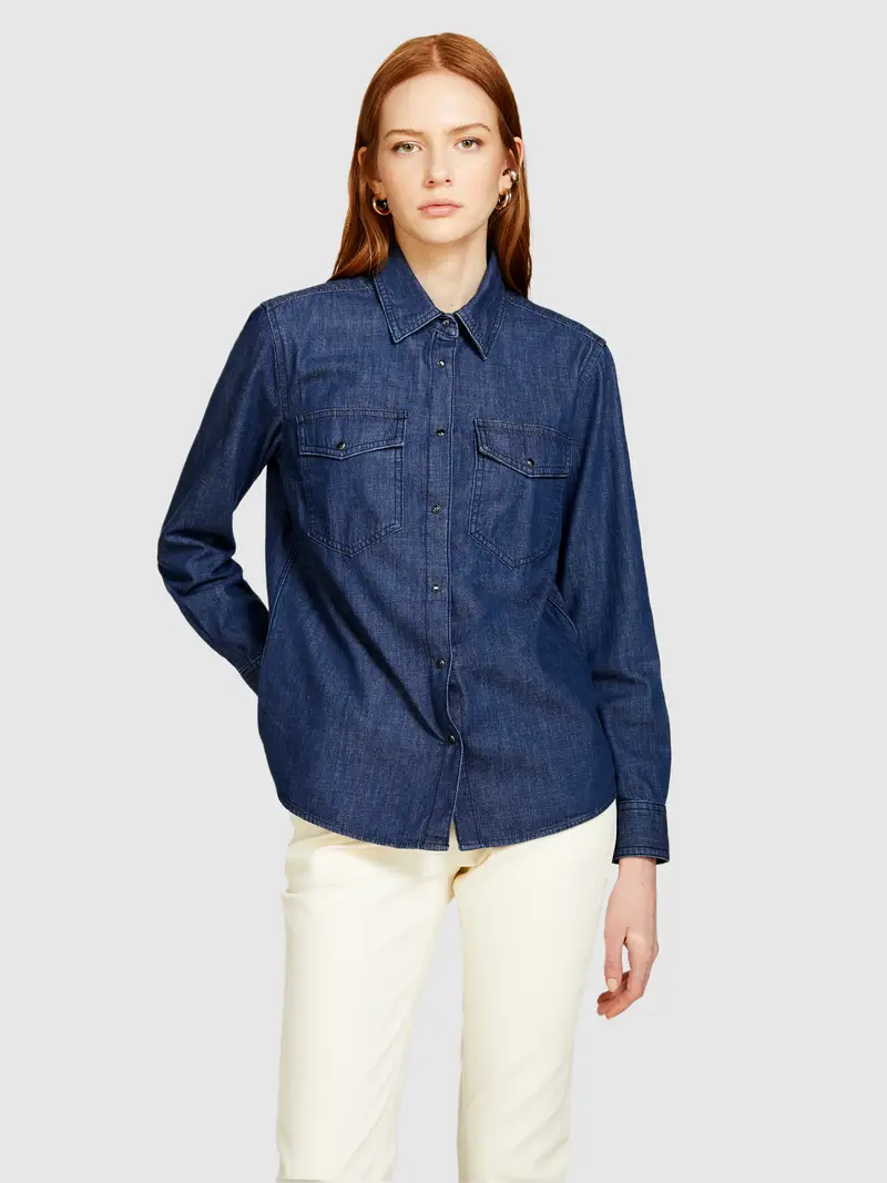 Camicia Di Jeans Comfort Fit, Donna, Blu Scuro miniatura 4