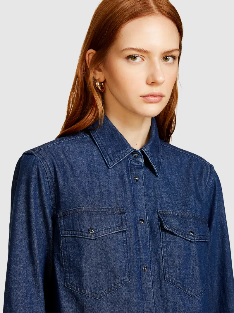 Camicia Di Jeans Comfort Fit, Donna, Blu Scuro miniatura 5