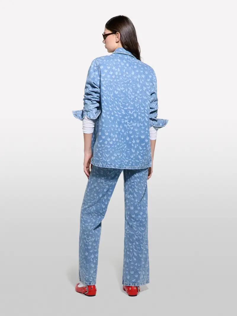 Camicia Di Jeans Stampata, Donna, Blu Chiaro miniatura 3