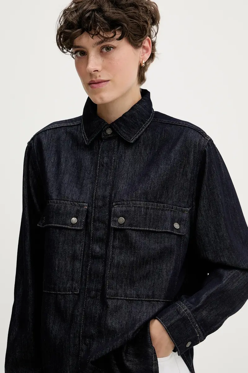 camicia donna colore blu navy 547ZLQ09D miniatura 4