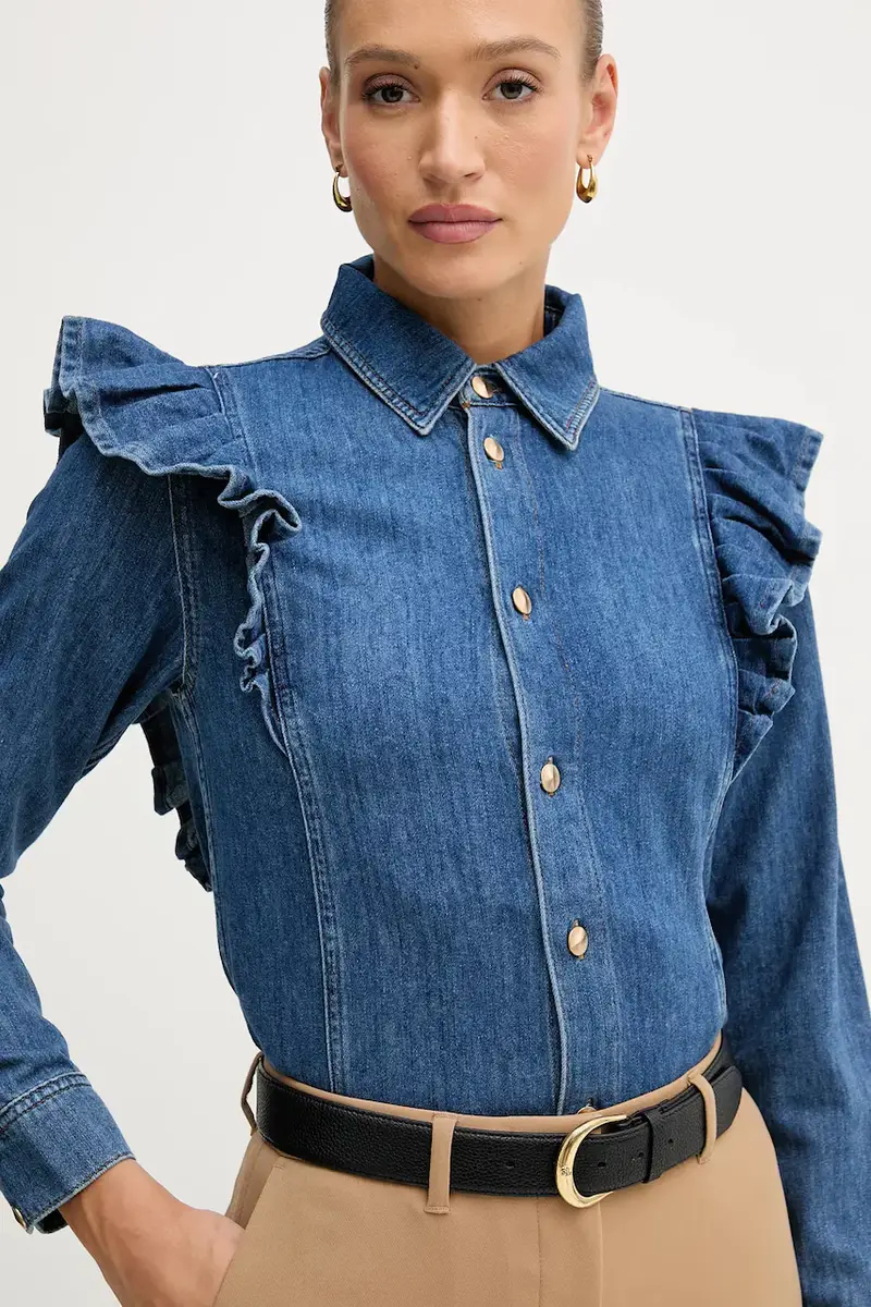 camicia in cotone Blu navy miniatura 4