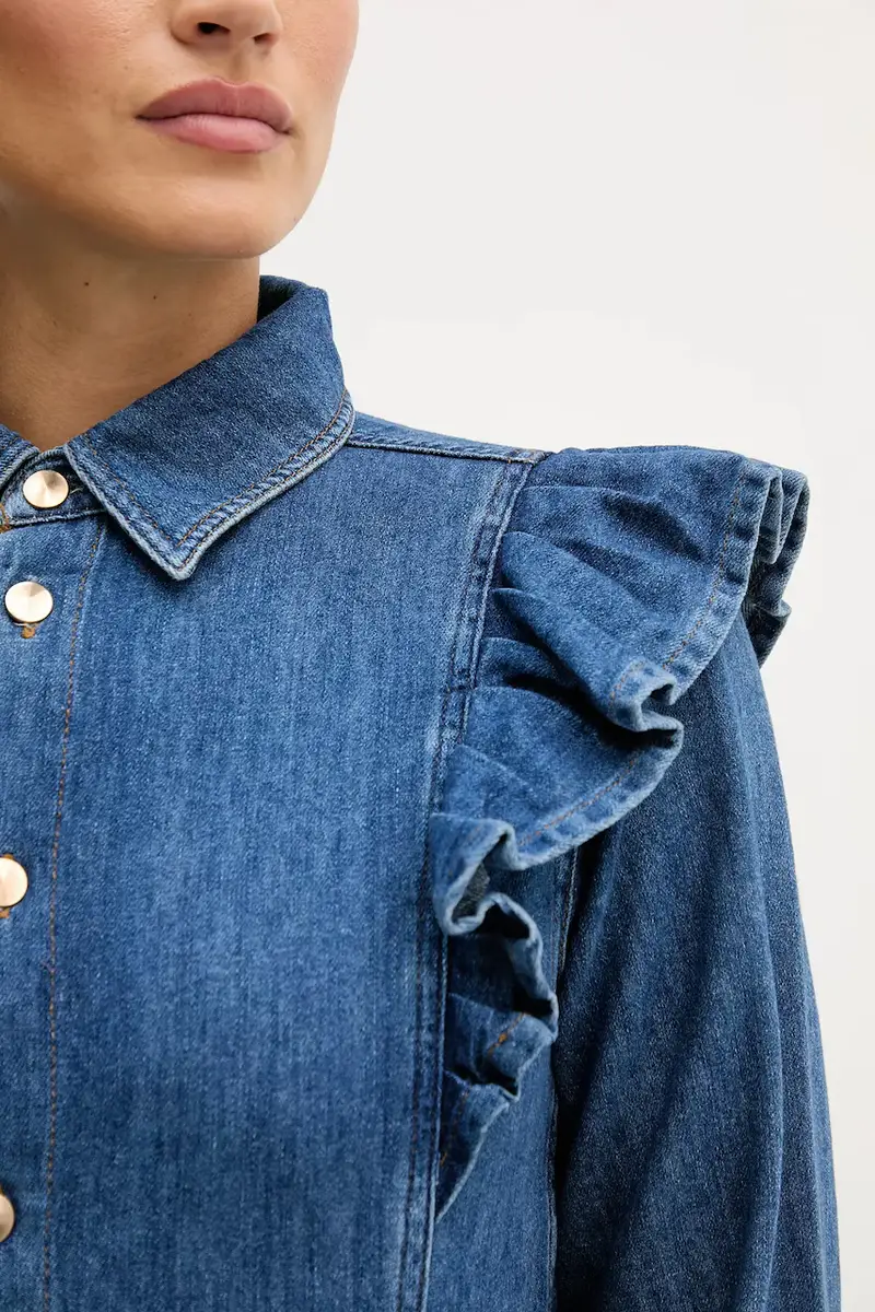 camicia in cotone Blu navy miniatura 5