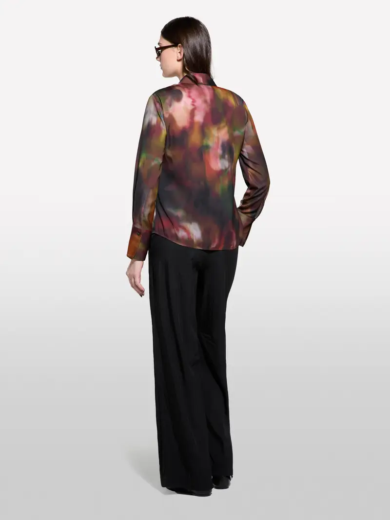 Camicia In Satin Stampato, Donna, Multicolore miniatura 3